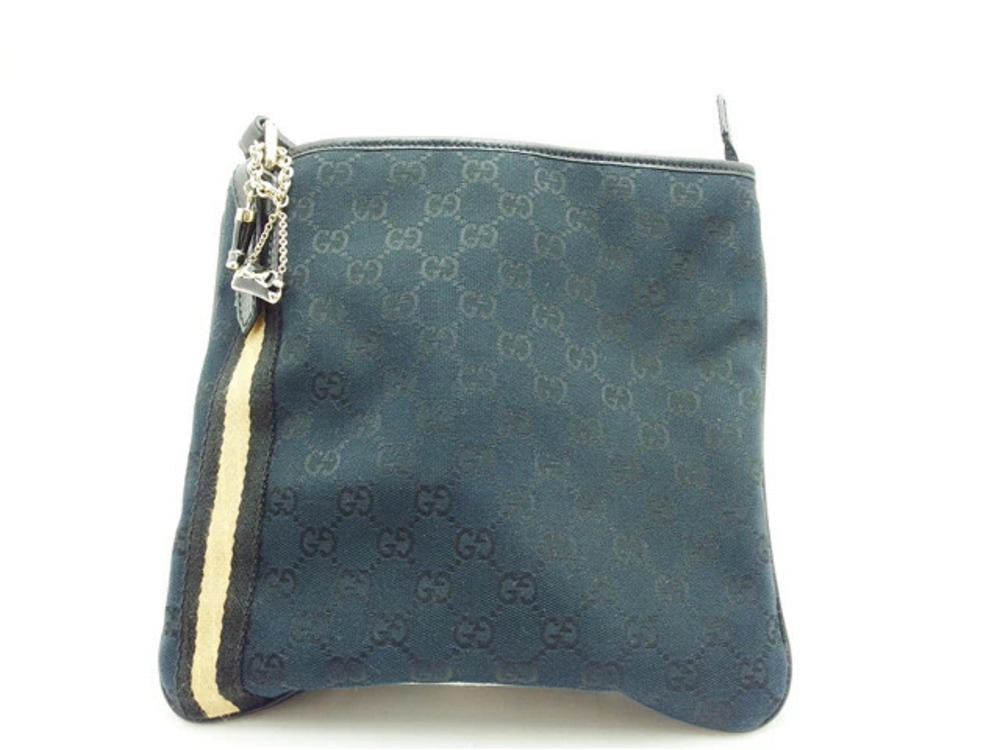 Gucci Embossed Canvas Hobo Bag Leather Black
